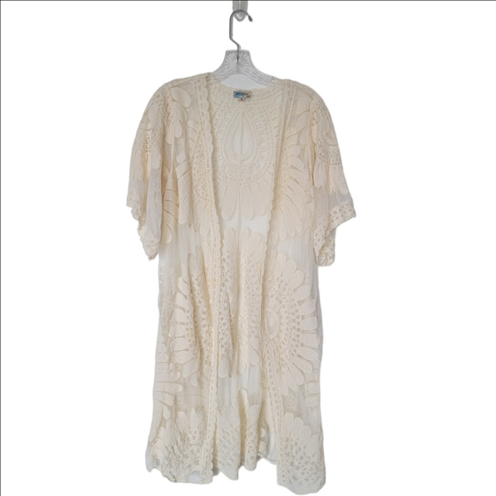 Rebellion Indie Boho Granola Girl Cream Lace Cardigan Kimono